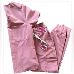 Women’s Figs Scrub Set Catarina Top XS Jogger Pants S Mauve Pink